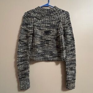 Wilfred Free XS Retrograde Soft Wool Blend Mock Neck Crop Sweater Neutral Gray